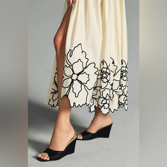 NWT Anthropologie Forever That Girl Tiered Deep V Cream Embroidered Dress Sz XS - Picture 3 of 13